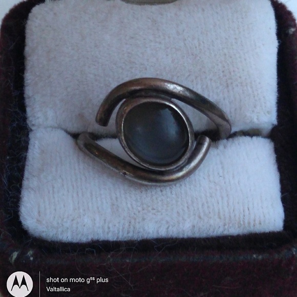 VINTAGE 925 Sterling Silver Blk MoonStone Eye Ring - Picture 8 of 8